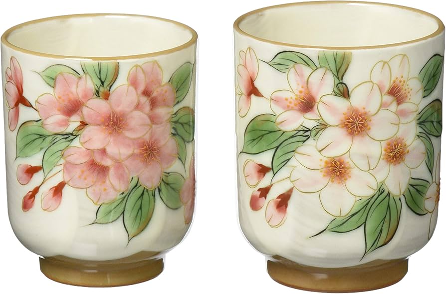 Amazon｜京焼 清水焼 陶あん窯 湯呑 (木箱入) 組湯呑 白掛桜 トウア184